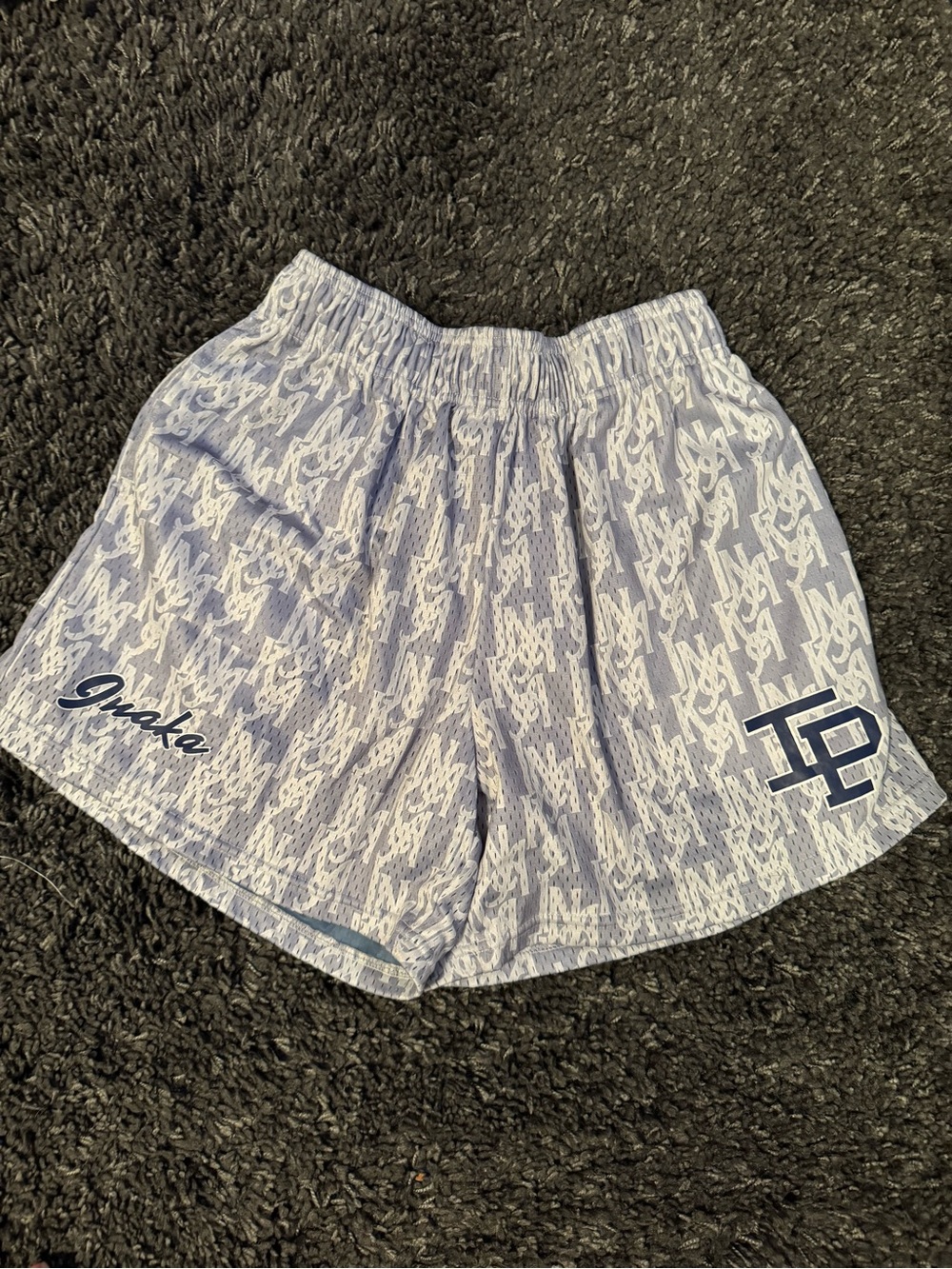 Inaka Mesh Shorts - Blue Patterned Athletic Shorts